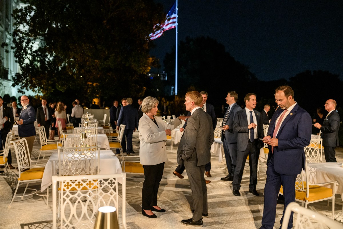 President Donald Trump hosts a dinner in the newly renovated White House Rose Garden, Friday, September 5, 2025. (Official White House Photo by Daniel Torok)