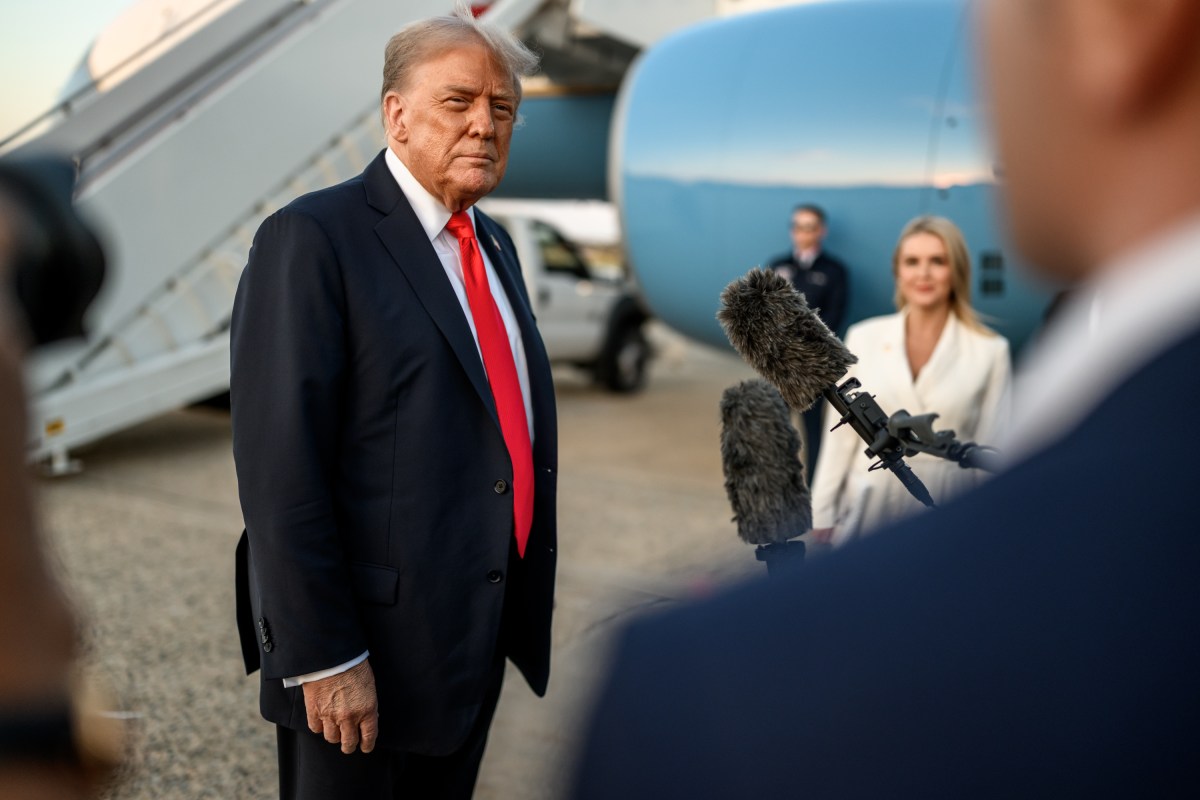 President Donald Trump speaks with members of the media at Joint Base Andrews, Maryland on Sunday, September 7, 2025 after attending the U.S. Open Men’s Championship in New York. (Official White House Photo by Daniel Torok)