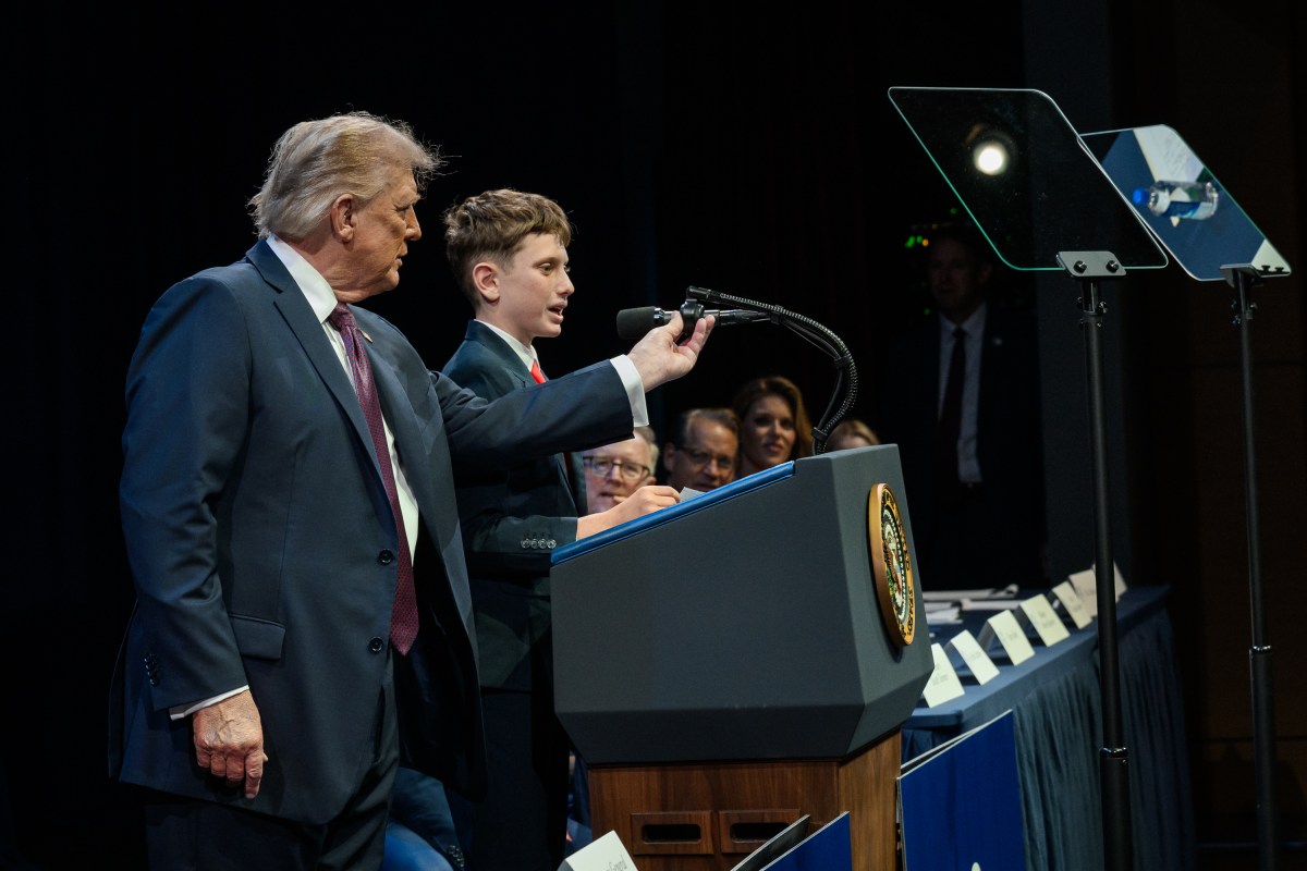 President Donald Trump looks on as Shea Encinas delivers remarks to the White House Religious Liberty Commission, Monday, September 8, 2025, at the Museum of the Bible in Washington, D.C. (Official White House Photo by Molly Riley)