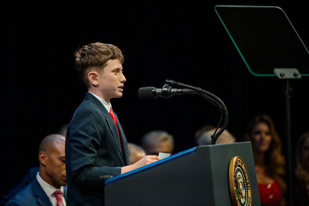 President Donald Trump looks on as Shea Encinas delivers remarks to the White House Religious Liberty Commission, Monday, September 8, 2025, at the Museum of the Bible in Washington, D.C. (Official White House Photo by Molly Riley)