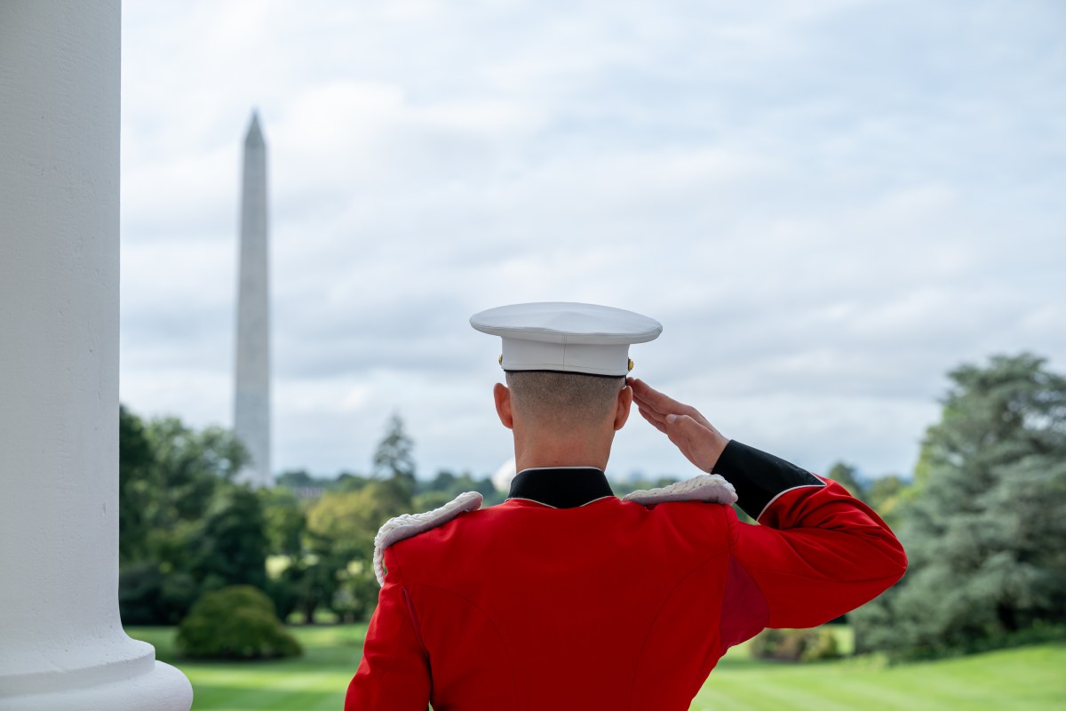 White House Staff gather on the South Lawn for a moment of silence, Thursday, September 11, 2025. (Official White House Photo by Joyce Boghosian)