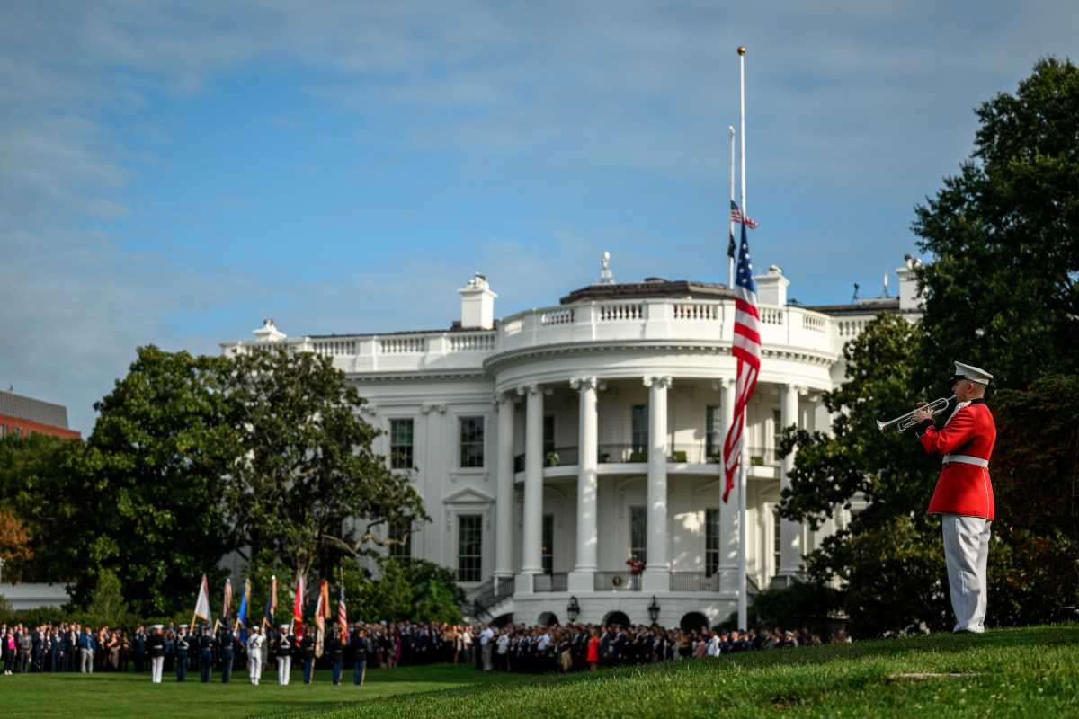 White House staff gather for a moment of silence on the South Lawn, Thursday, September 11, 2025. (Official White House Photo by Molly Riley)