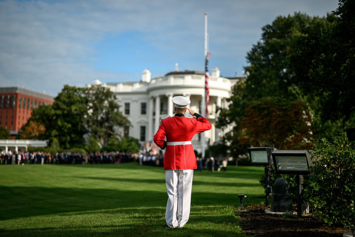 White House staff gather for a moment of silence on the South Lawn, Thursday, September 11, 2025. (Official White House Photo by Molly Riley)