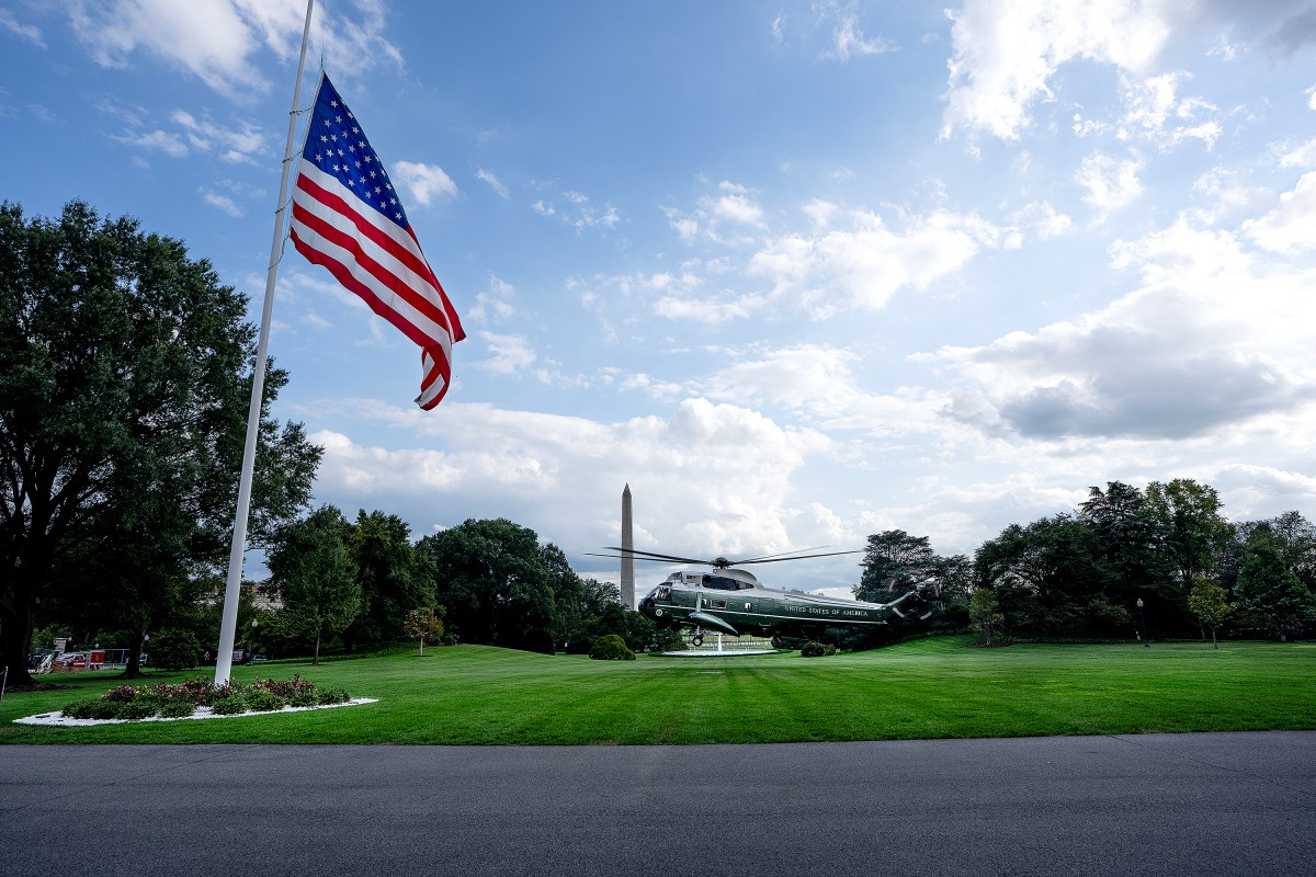 President Donald Trump boards Marine One on the South Lawn of the White House en route to Joint Base Andrews, Maryland on Thursday, September 11, 2025, for a trip to New York. (Official White House Photo by Patrick Ruddy)