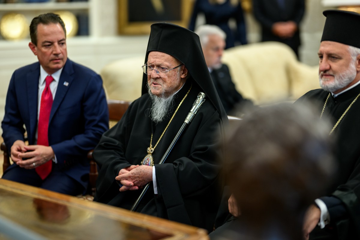 President Donald Trump participates in a bilateral meeting with the Ecumenical Patriarch Bartholomew, Monday, September 15, 2025, in the Oval Office. (Official White House Photo by Daniel Torok)