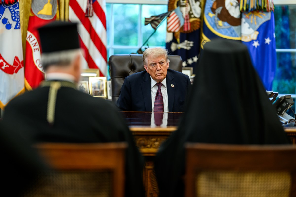 President Donald Trump participates in a bilateral meeting with the Ecumenical Patriarch Bartholomew, Monday, September 15, 2025, in the Oval Office. (Official White House Photo by Daniel Torok)