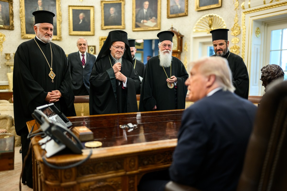 President Donald Trump participates in a bilateral meeting with the Ecumenical Patriarch Bartholomew, Monday, September 15, 2025, in the Oval Office. (Official White House Photo by Daniel Torok)