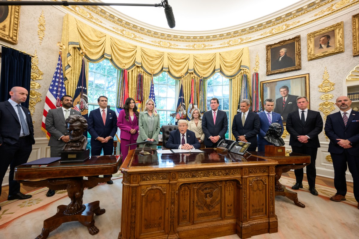President Donald Trump gives remarks before signing a Presidential Memorandum that will deploy the National Guard to Memphis, Tennessee, to establish the “Memphis Safe Task Force,” Monday, September 15, 2025, in the Oval Office. (Official White House Photo by Molly Riley)