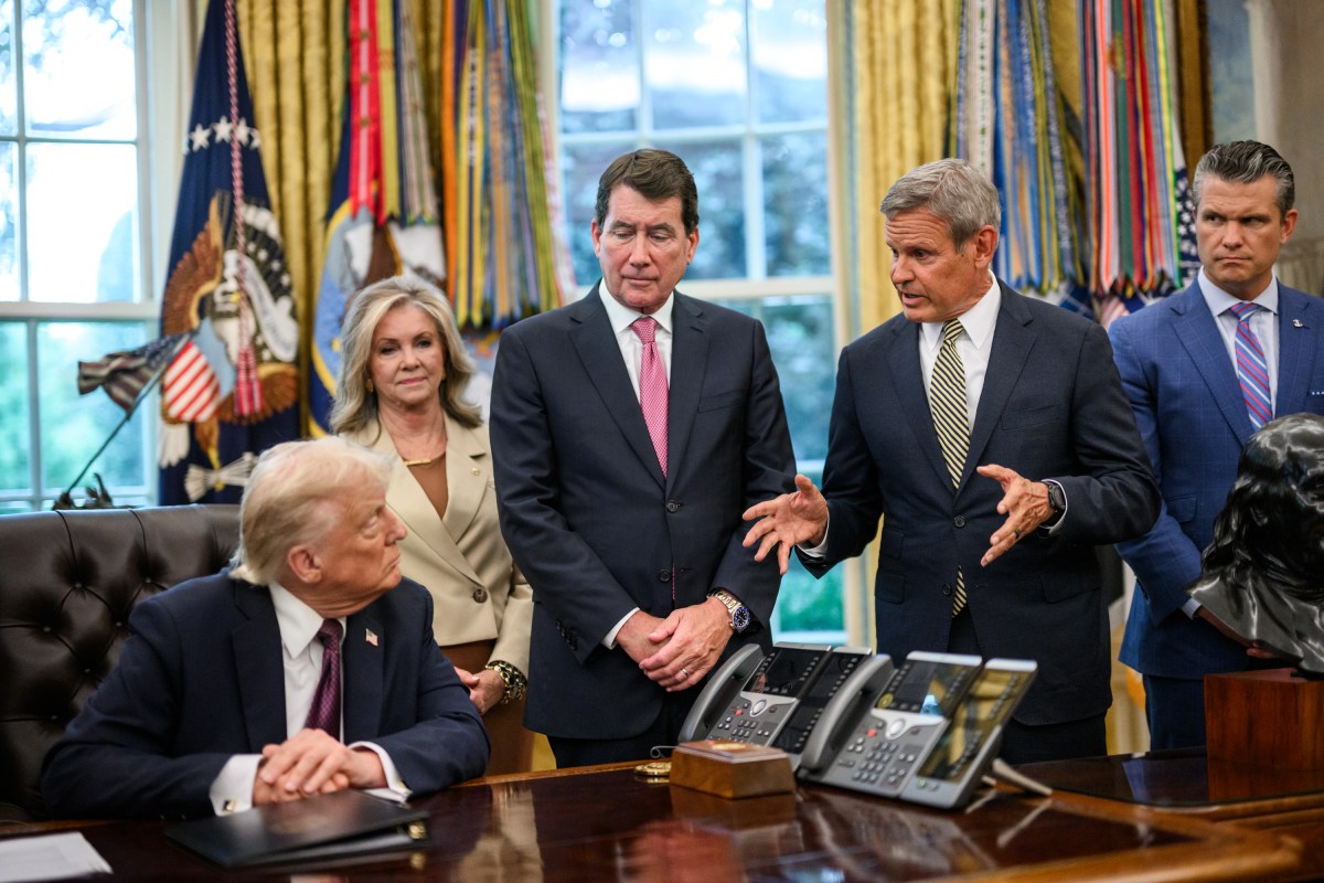 Tennessee Gov. Bill Lee delivers remarks before President Donald Trump signs a Presidential Memorandum that will deploy the National Guard to Memphis, Tennessee, to establish the “Memphis Safe Task Force,” Monday, September 15, 2025, in the Oval Office. (Official White House Photo by Molly Riley)