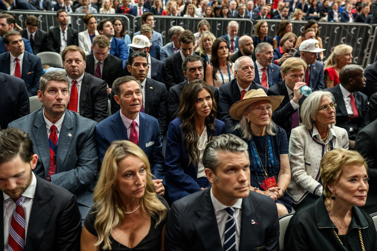 Cabinet Secretaries, White House staff and guests watch speakers during the Memorial Service for Charlie Kirk at State Farm Stadium in Glendale, Arizona, Sunday, September 21, 2025.(Official White House Photo by Daniel Torok)