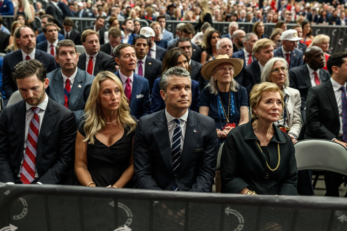Cabinet Secretaries, White House staff and guests watch speakers during the Memorial Service for Charlie Kirk at State Farm Stadium in Glendale, Arizona, Sunday, September 21, 2025.(Official White House Photo by Daniel Torok)
