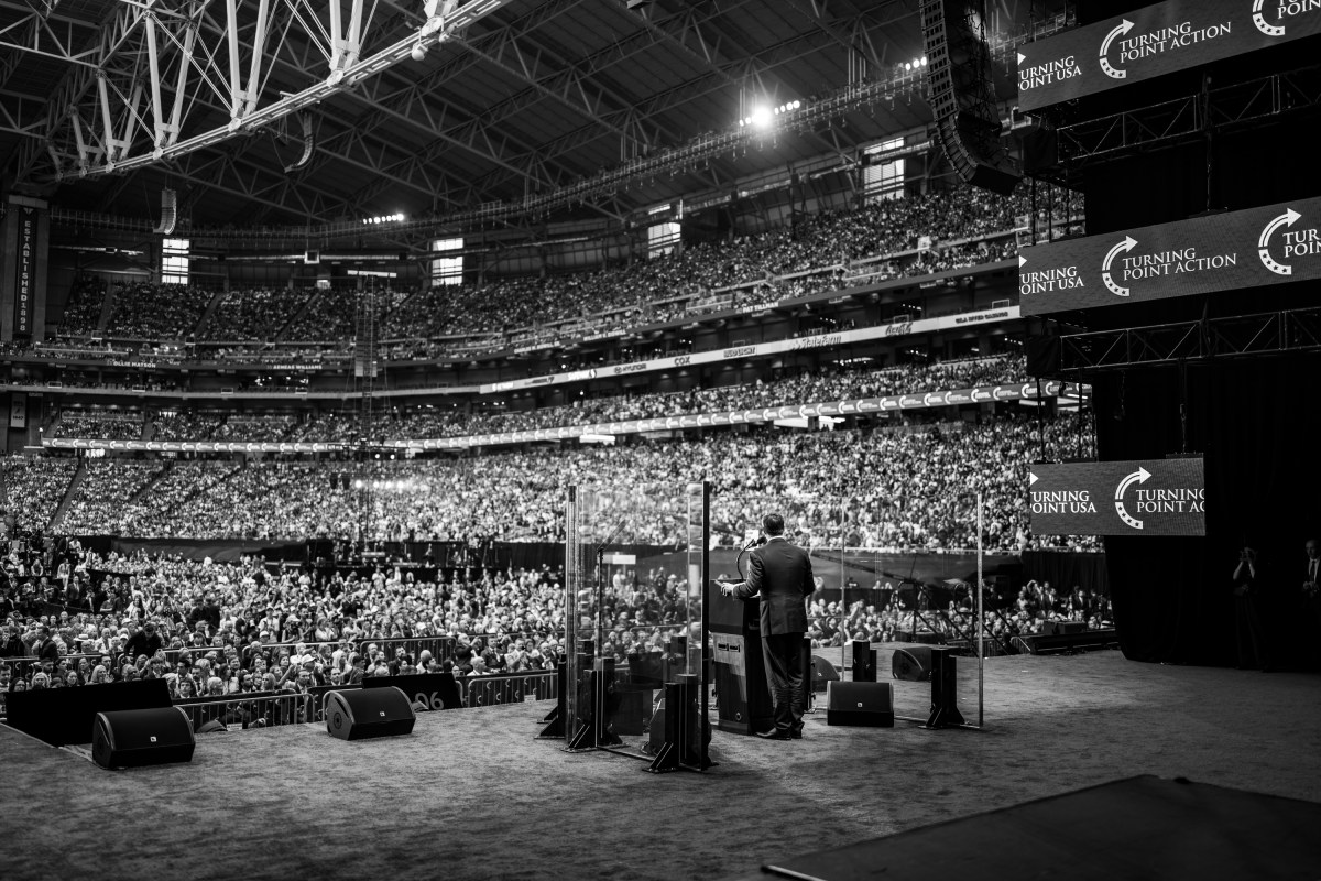 Vice President JD Vance delivers remarks during the Memorial Service for Charlie Kirk at State Farm Stadium in Glendale, Arizona, Sunday, September 21, 2025.(Official White House Photo by Daniel Torok)