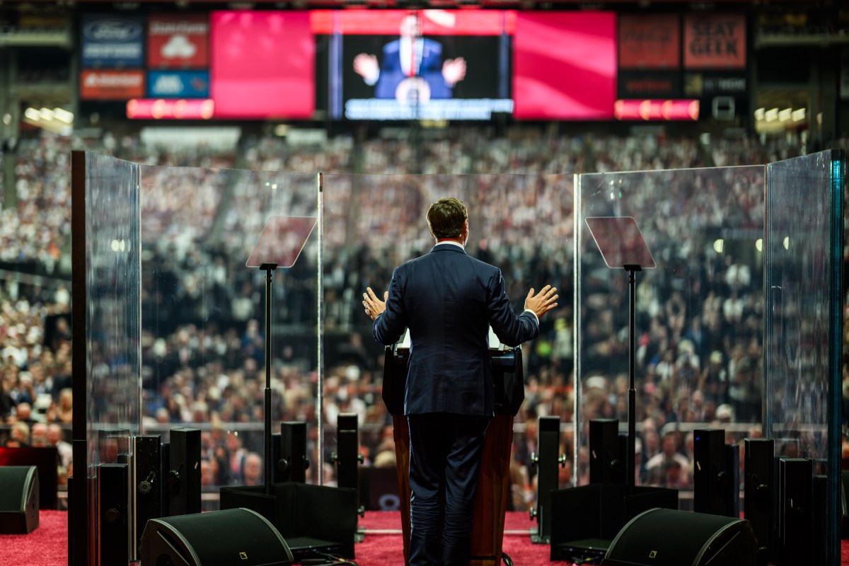 Vice President JD Vance delivers remarks during the Memorial Service for Charlie Kirk at State Farm Stadium in Glendale, Arizona, Sunday, September 21, 2025.(Official White House Photo by Daniel Torok)
