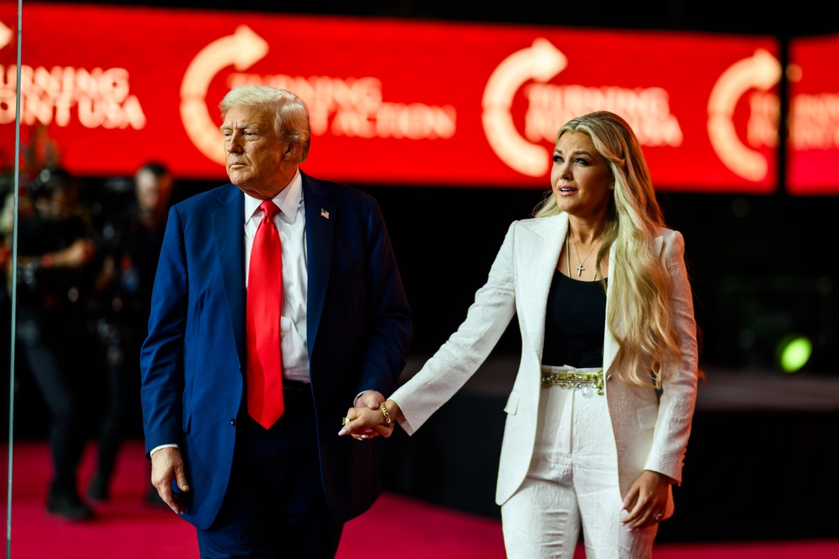 President Donald Trump takes the stage with Erika Kirk at the Memorial Service for Charlie Kirk at State Farm Stadium in Glendale, Arizona, Sunday, September 21, 2025. (Official White House Photo by Daniel Torok)