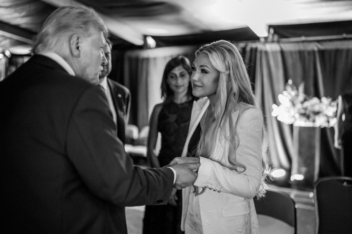 President Donald Trump speaks with Erika Kirk backstage after the Memorial Service for Charlie Kirk at State Farm Stadium in Glendale, Arizona, Sunday, September 21, 2025. (Official White House Photo by Daniel Torok)