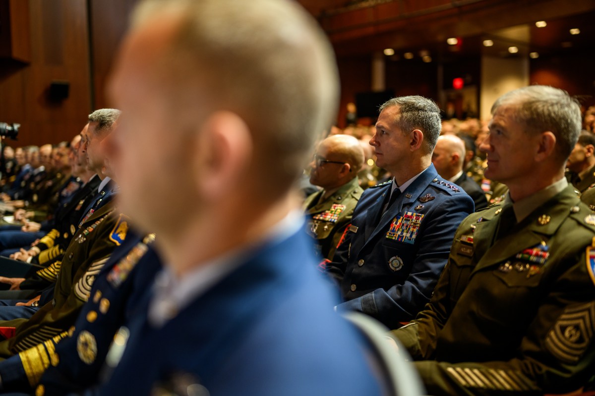 President Donald Trump makes remarks at a gathering of top military leadership, Tuesday, September 30, 2025, at Marine Corps University in Quantico, Virginia. (Official White House Photo by Daniel Torok)
