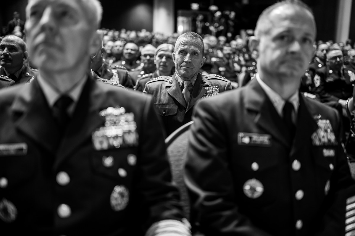 President Donald Trump makes remarks at a gathering of top military leadership, Tuesday, September 30, 2025, at Marine Corps University in Quantico, Virginia. (Official White House Photo by Daniel Torok)
