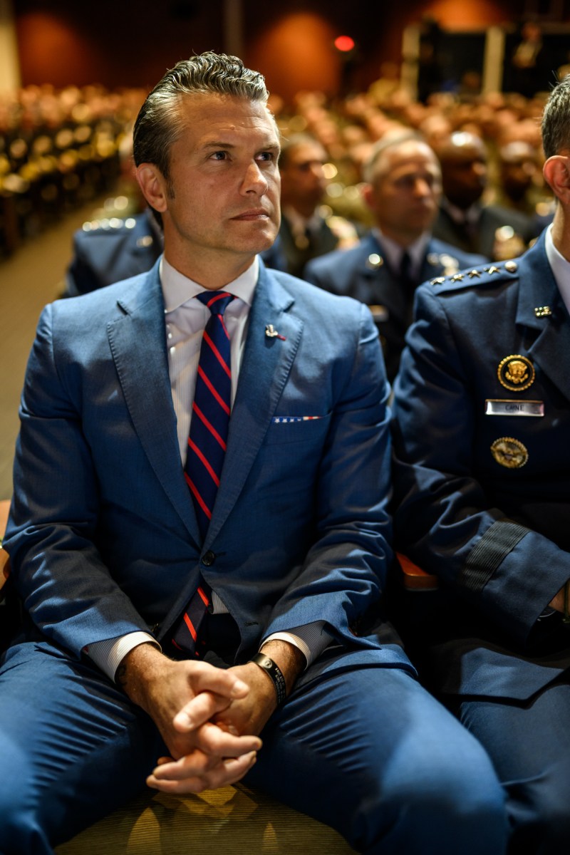 President Donald Trump makes remarks at a gathering of top military leadership, Tuesday, September 30, 2025, at Marine Corps University in Quantico, Virginia. (Official White House Photo by Daniel Torok)