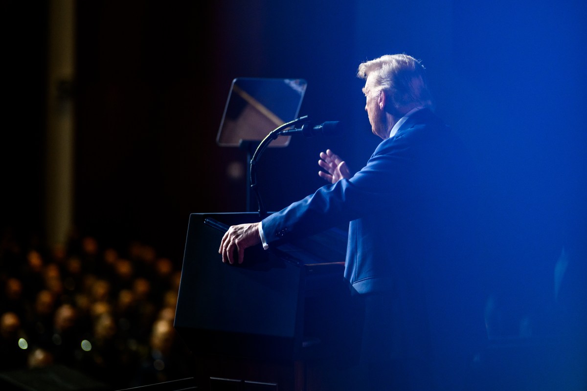 President Donald Trump makes remarks at a gathering of top military leadership, Tuesday, September 30, 2025, at Marine Corps University in Quantico, Virginia. (Official White House Photo by Daniel Torok)