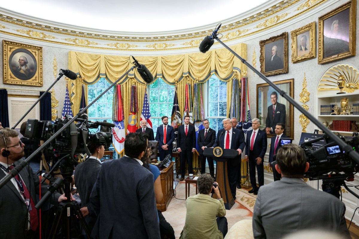 President Donald Trump answers questions from members of the media after making an announcement on drug pricing, Tuesday, September 30, 2025, in the Oval Office. (Official White House Photo by Joyce N. Boghosian)