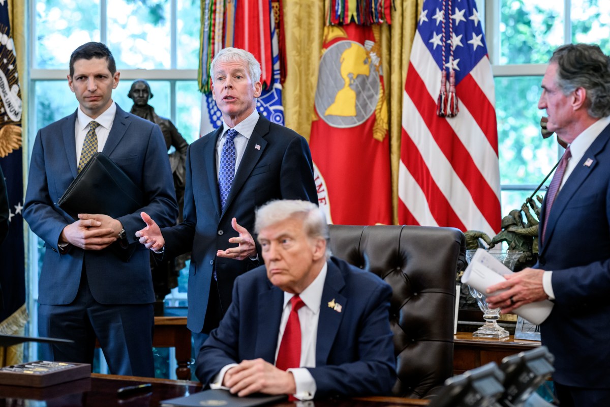 Secretary of Energy Chris Wright answers questions from members of the media after President Donald Trump signed an Executive Order approving the Ambler Road Project in Alaska, Monday, October 6, 2025, in the Oval Office. (Official White House Photo by Joyce N. Boghosian)