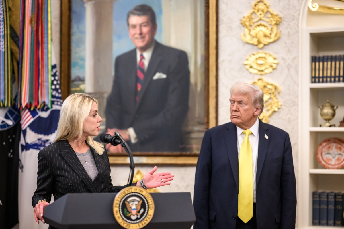 President Donald Trump participates in a press conference with FBI Director Kash Patel, Attorney General Pam Bondi, and Deputy Attorney General Todd Blanche, Wednesday, October 15, 2025, in the Oval Office. (Official White House Photo by Molly Riley)