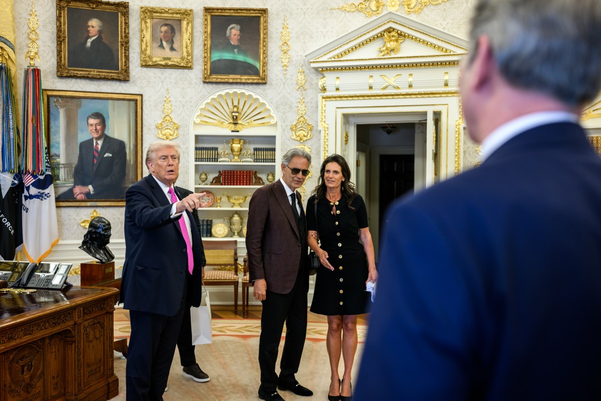 President Donald Trump meets with Andrea Bocelli in the Oval Office, Friday, October 17, 2025. (Official White House Photo by Daniel Torok)