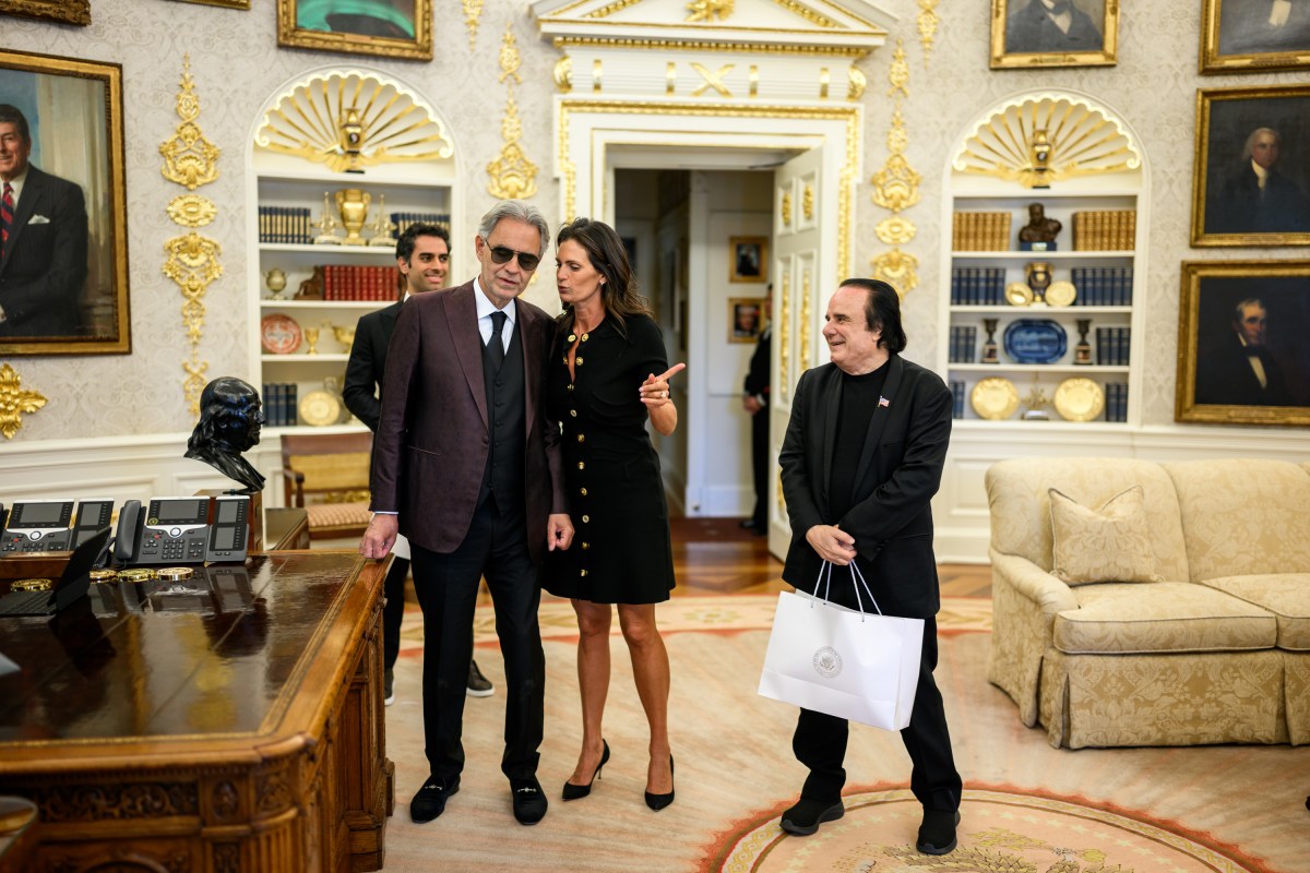 President Donald Trump meets with Andrea Bocelli in the Oval Office, Friday, October 17, 2025. (Official White House Photo by Daniel Torok)