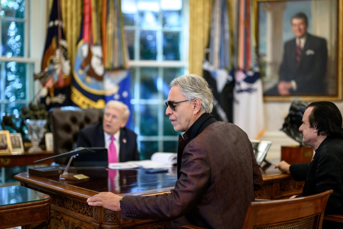 President Donald Trump meets with Andrea Bocelli in the Oval Office, Friday, October 17, 2025. (Official White House Photo by Molly Riley)