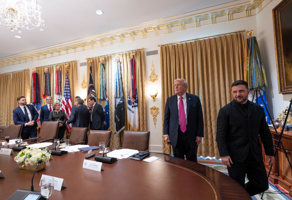 Ukrainian President Volodymyr Zelenskyy departs after meeting with President Donald Trump in a bilateral meeting in the Cabinet Room of the White House, Friday, October 17, 2025, before a bilateral meeting with President Donald Trump. (Official White House Photo by Molly Riley)