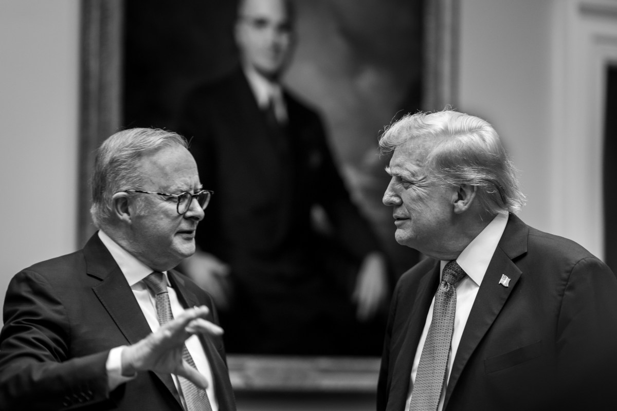 President Donald Trump speaks with Australian Prime Minister Anthony Albanese in the Roosevelt Room of the White House, Monday, October 20, 2025, before a bilateral meeting. (Official White House Photo by Daniel Torok)