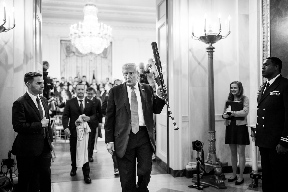 President Donald Trump departs the East Room after an event celebrating the Louisiana State University Tigers and LSU Shreveport Pilots 2025 College World Series Championships, Monday, October 20, 2025. (Official White House Photo by Molly Riley)