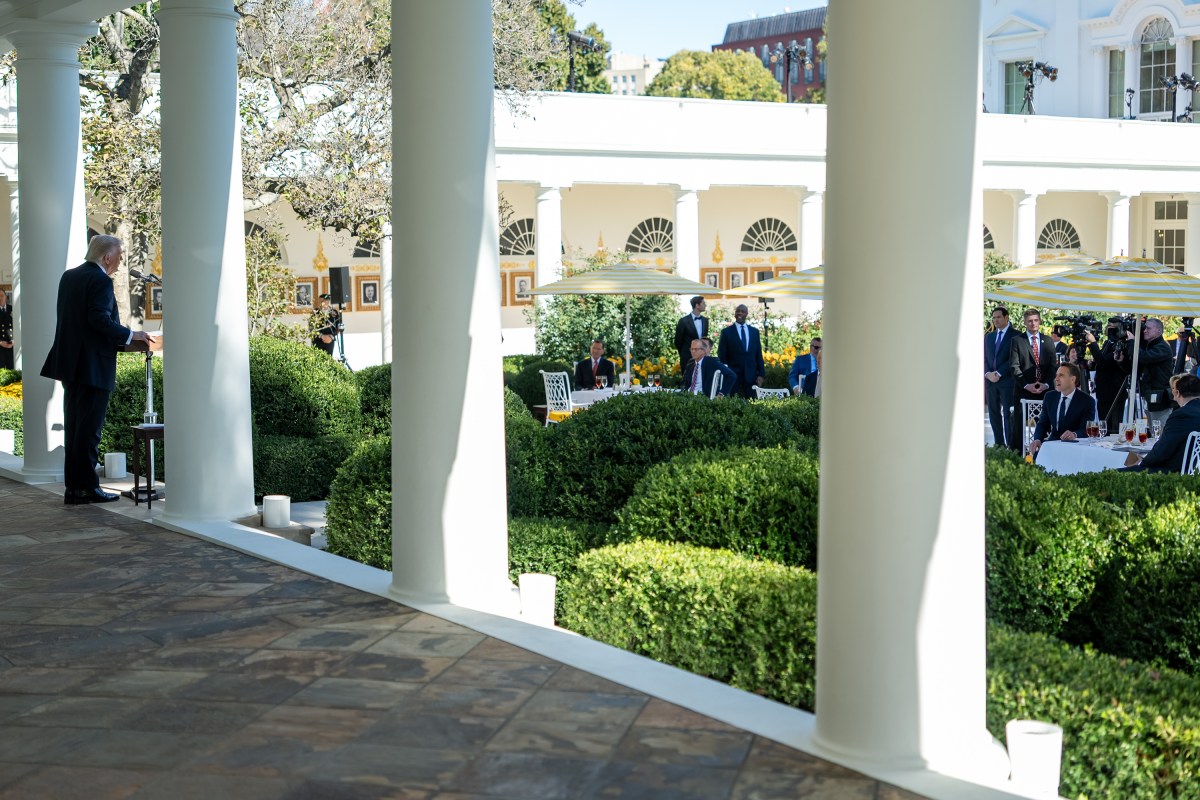 President Donald Trump hosts a Rose Garden Club lunch, Tuesday, October 21, 2025, in the White House Rose Garden. (Official White House Photo by Abe McNatt)