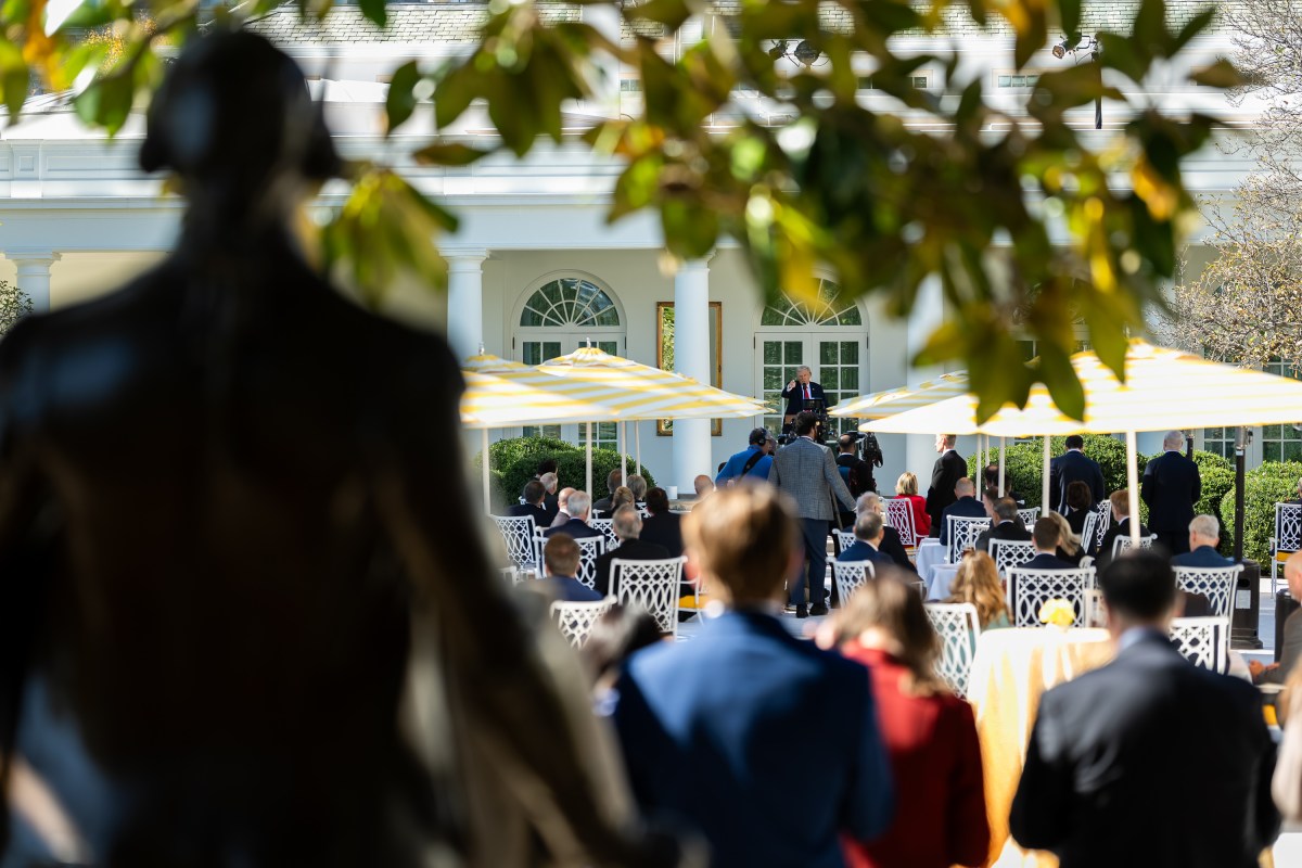 President Donald Trump hosts a Rose Garden Club lunch, Tuesday, October 21, 2025, in the White House Rose Garden. (Official White House Photo by Abe McNatt)