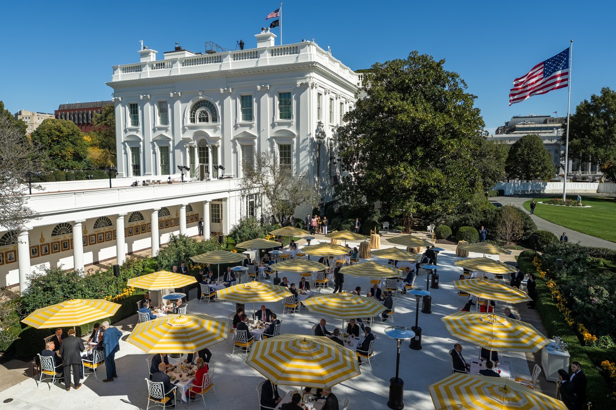 President Donald Trump hosts a Rose Garden Club lunch, Tuesday, October 21, 2025, in the White House Rose Garden. (Official White House Photo by Abe McNatt)