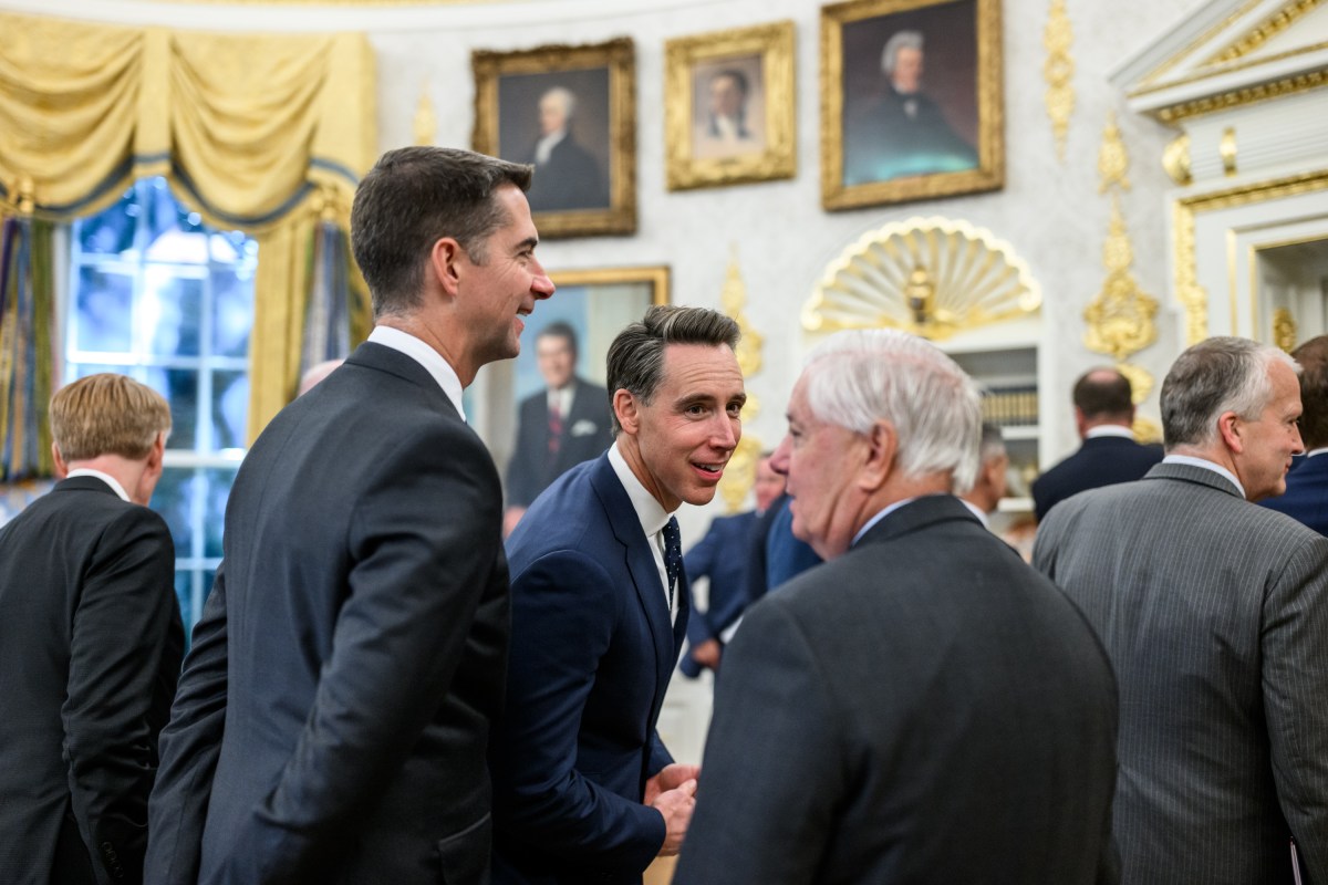 President Donald Trump meets with Senate Republicans in the Oval Office after lunch in the Rose Garden, Tuesday, October 21, 2025, in the White House Rose Garden. (Official White House Photo by Molly Riley)