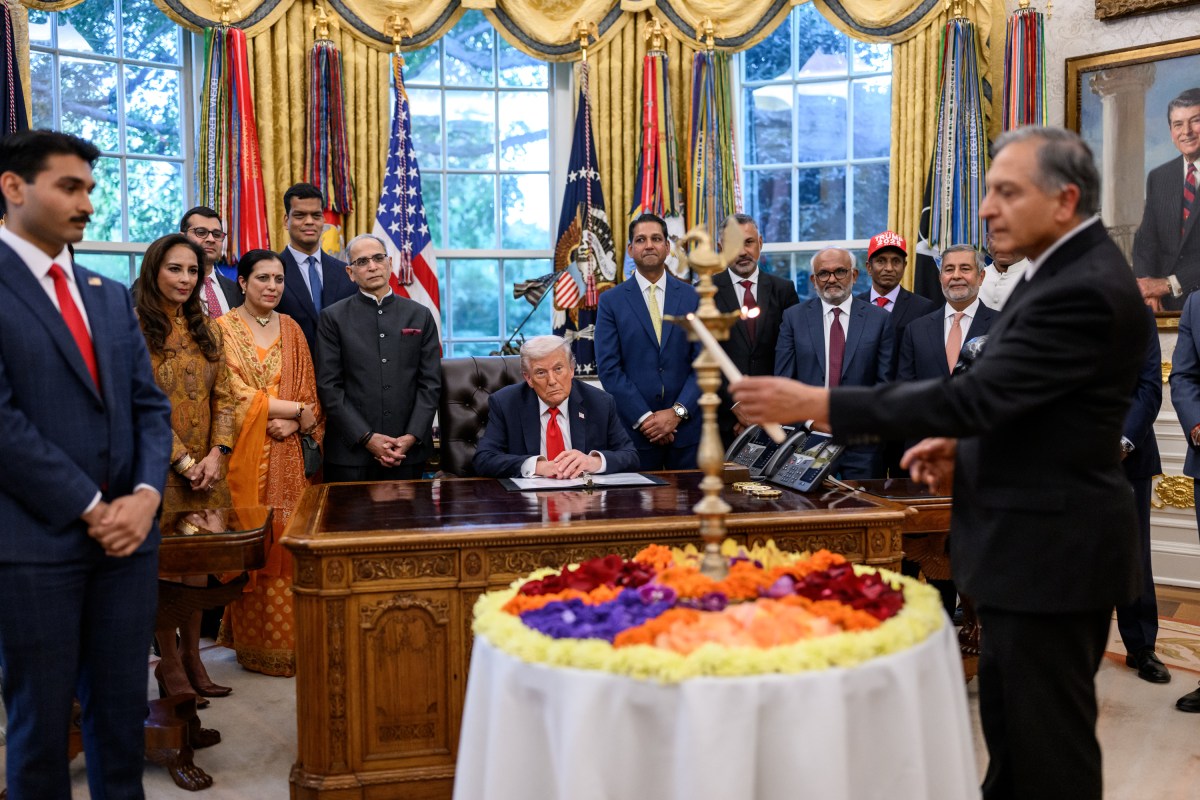 President Donald Trump participates in a Diwali celebration, Tuesday, October 21, 2025, in the Oval Office. (Official White House Photo by Molly Riley)