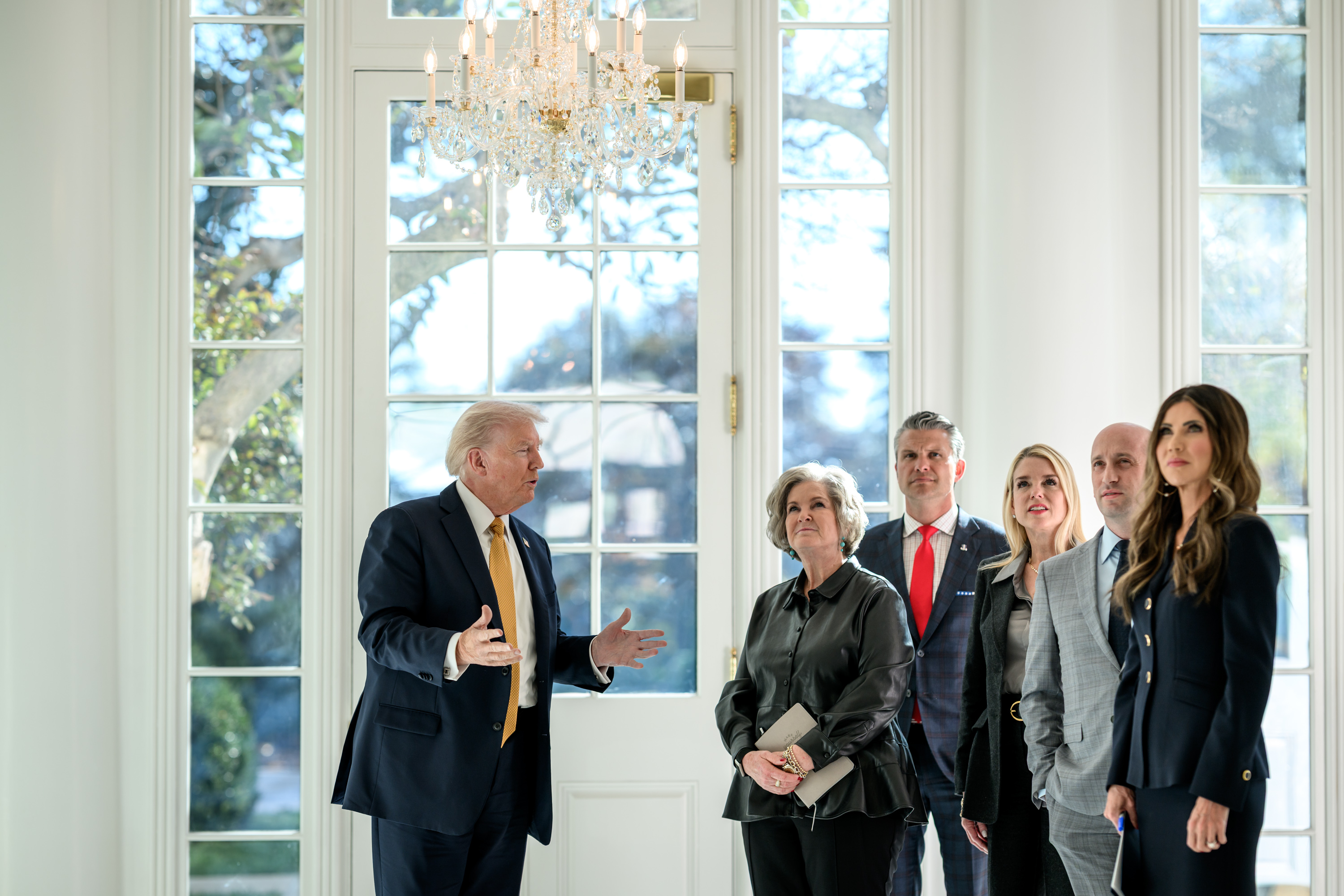 President Donald Trump attends a roundtable event launching the