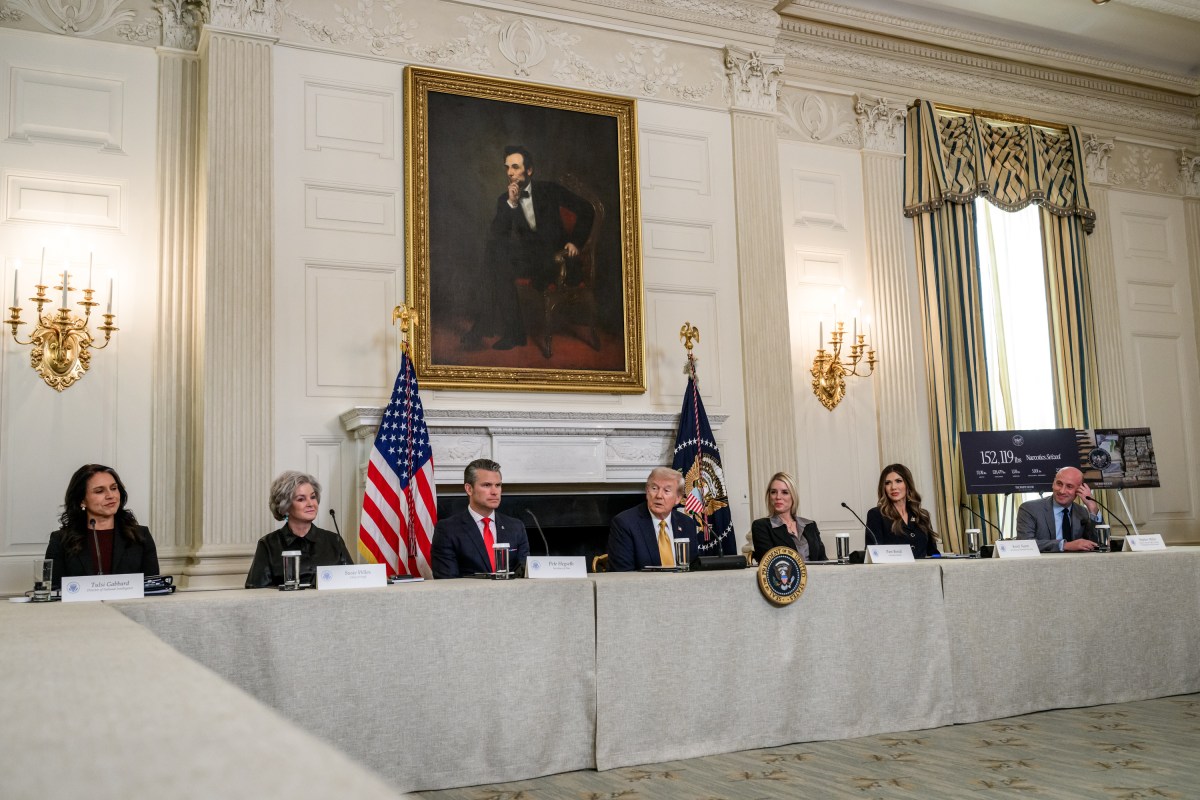 President Donald Trump attends a roundtable event launching the Homeland Security Task Force, Thursday, October 23, 2025, in the State Dining Room. (Official White House Photo by Molly Riley)