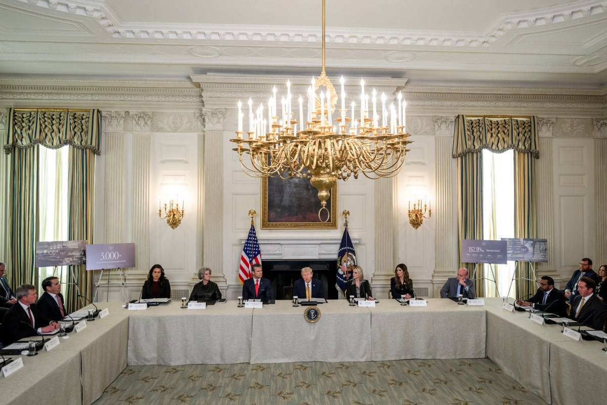 President Donald Trump attends a roundtable event launching the Homeland Security Task Force, Thursday, October 23, 2025, in the State Dining Room. (Official White House Photo by Molly Riley)