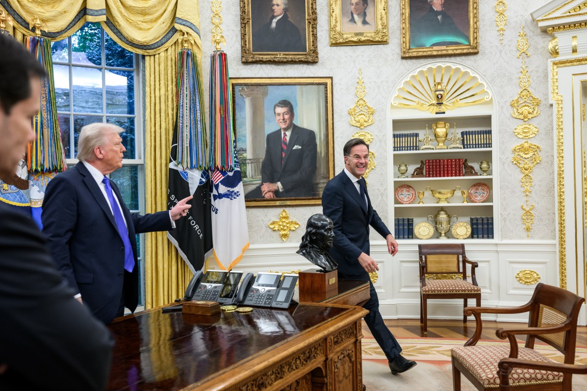 President Donald Trump meets with NATO Secretary General Mark Rutte, Secretary of State Marco Rubio, and Secretary of War Pete Hegseth in the Oval Office, Wednesday, October 22, 2025. (Official White House Photo by Molly Riley)