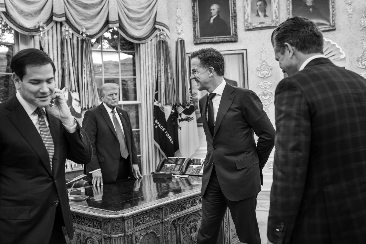 President Donald Trump meets with NATO Secretary General Mark Rutte, Secretary of State Marco Rubio, and Secretary of War Pete Hegseth in the Oval Office, Wednesday, October 22, 2025. (Official White House Photo by Molly Riley)