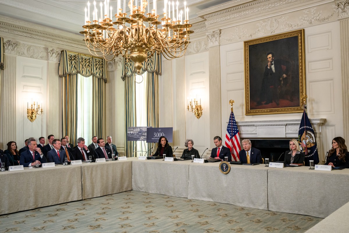 President Donald Trump attends a roundtable event launching the Homeland Security Task Force, Thursday, October 23, 2025, in the State Dining Room. (Official White House Photo by Molly Riley)