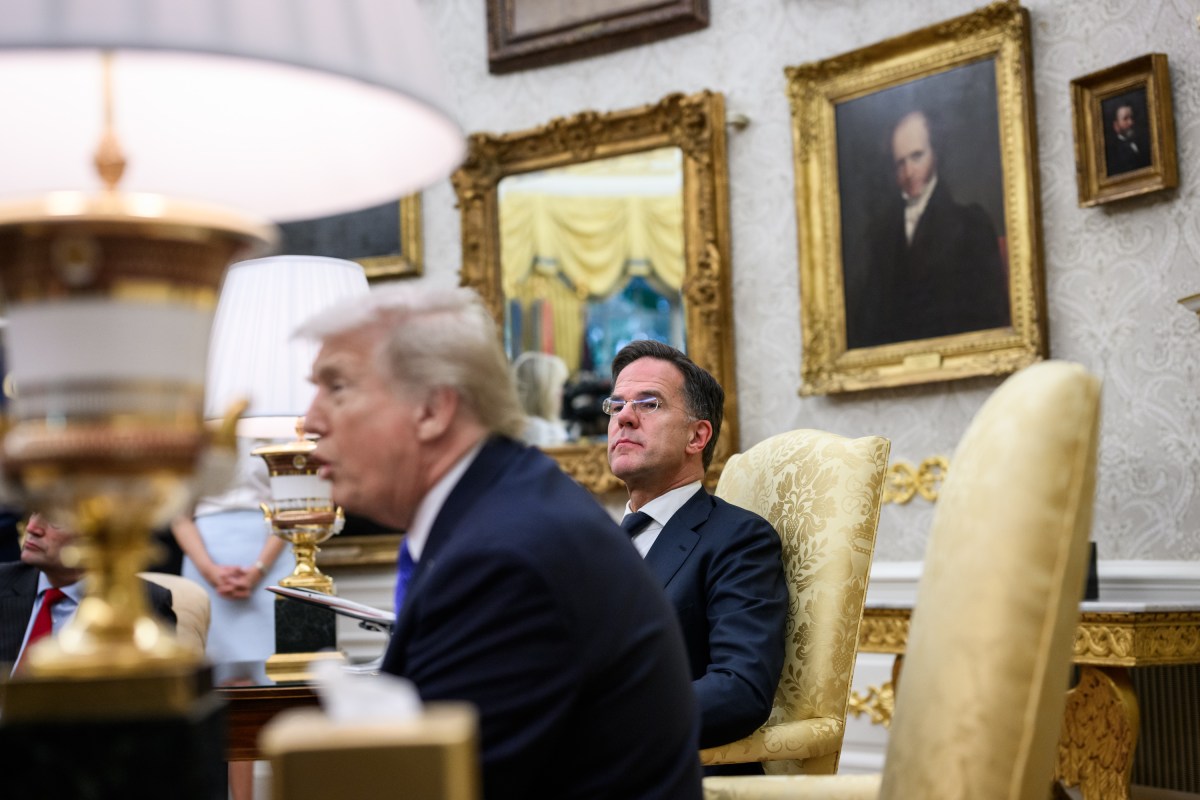 President Donald Trump speaks with members of the media alongside NATO Secretary General Mark Rutte, Secretary of State Marco Rubio, and Secretary of War Pete Hegseth in the Oval Office, Wednesday, October 22, 2025. (Official White House Photo by Molly Riley)