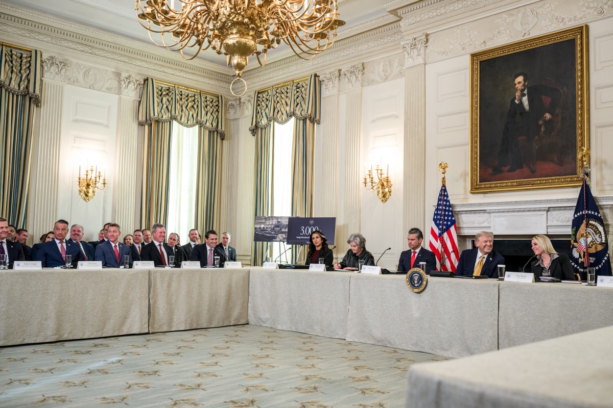 President Donald Trump attends a roundtable event launching the Homeland Security Task Force, Thursday, October 23, 2025, in the State Dining Room. (Official White House Photo by Molly Riley)