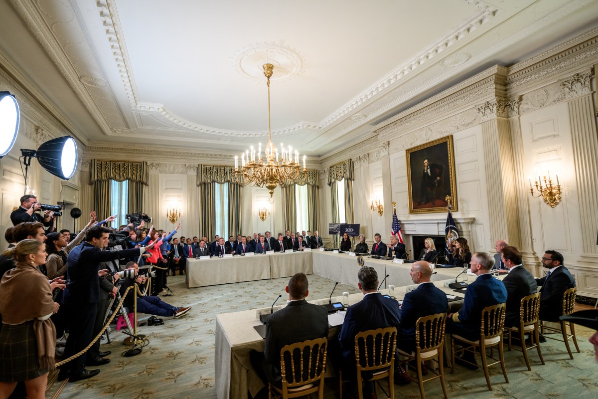 President Donald Trump attends a roundtable event launching the Homeland Security Task Force, Thursday, October 23, 2025, in the State Dining Room. (Official White House Photo by Molly Riley)