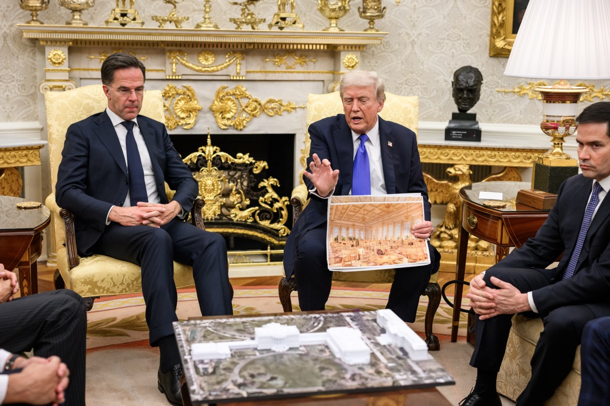 President Donald Trump speaks with members of the media alongside NATO Secretary General Mark Rutte, Secretary of State Marco Rubio, and Secretary of War Pete Hegseth in the Oval Office, Wednesday, October 22, 2025. (Official White House Photo by Molly Riley)