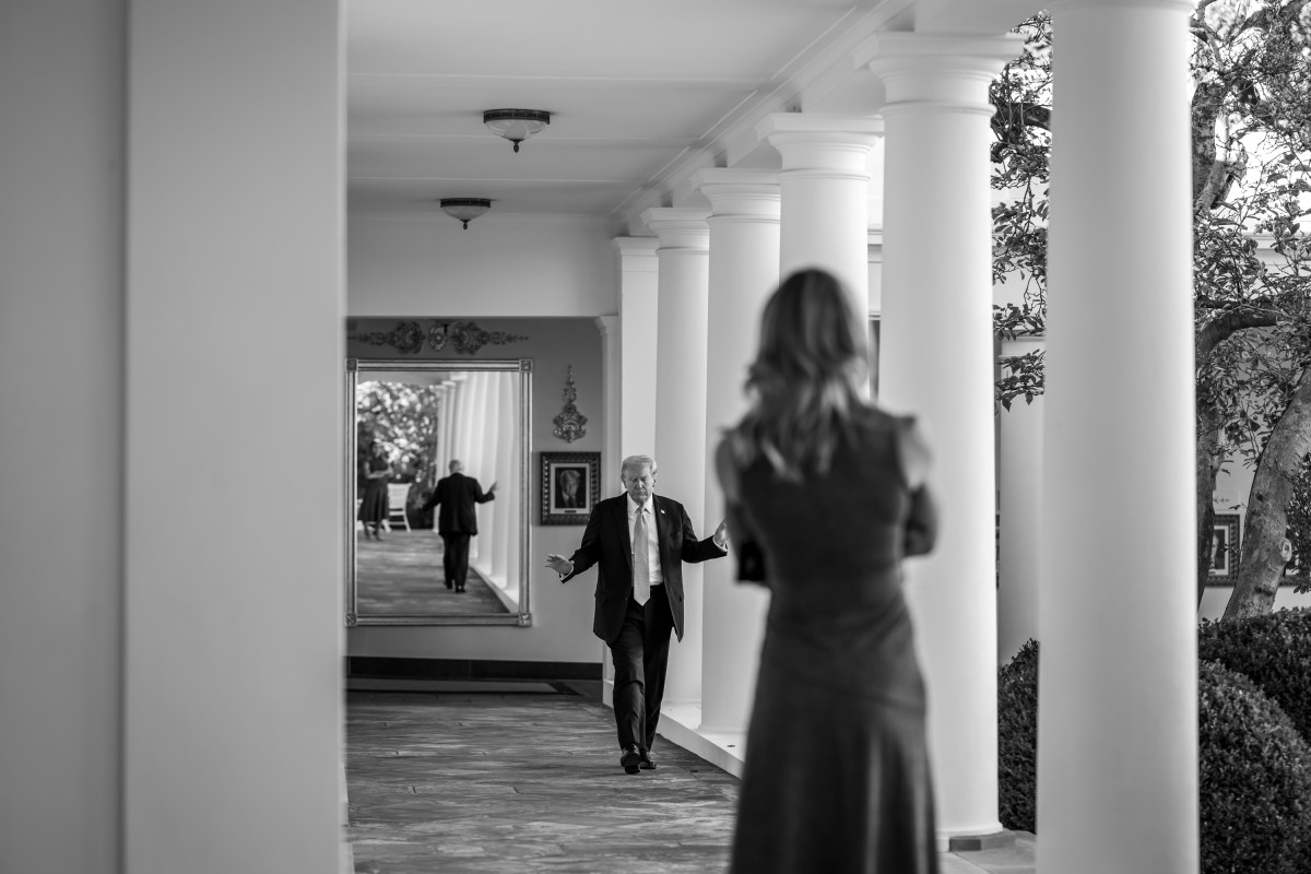 President Donald Trump walks on the West Colonnade to the Oval Office after a roundtable event launching the Homeland Security Task Force, Thursday, October 23, 2025. (Official White House Photo by Molly Riley)