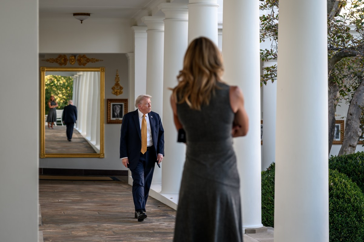 President Donald Trump walks on the West Colonnade to the Oval Office after a roundtable event launching the Homeland Security Task Force, Thursday, October 23, 2025. (Official White House Photo by Molly Riley)