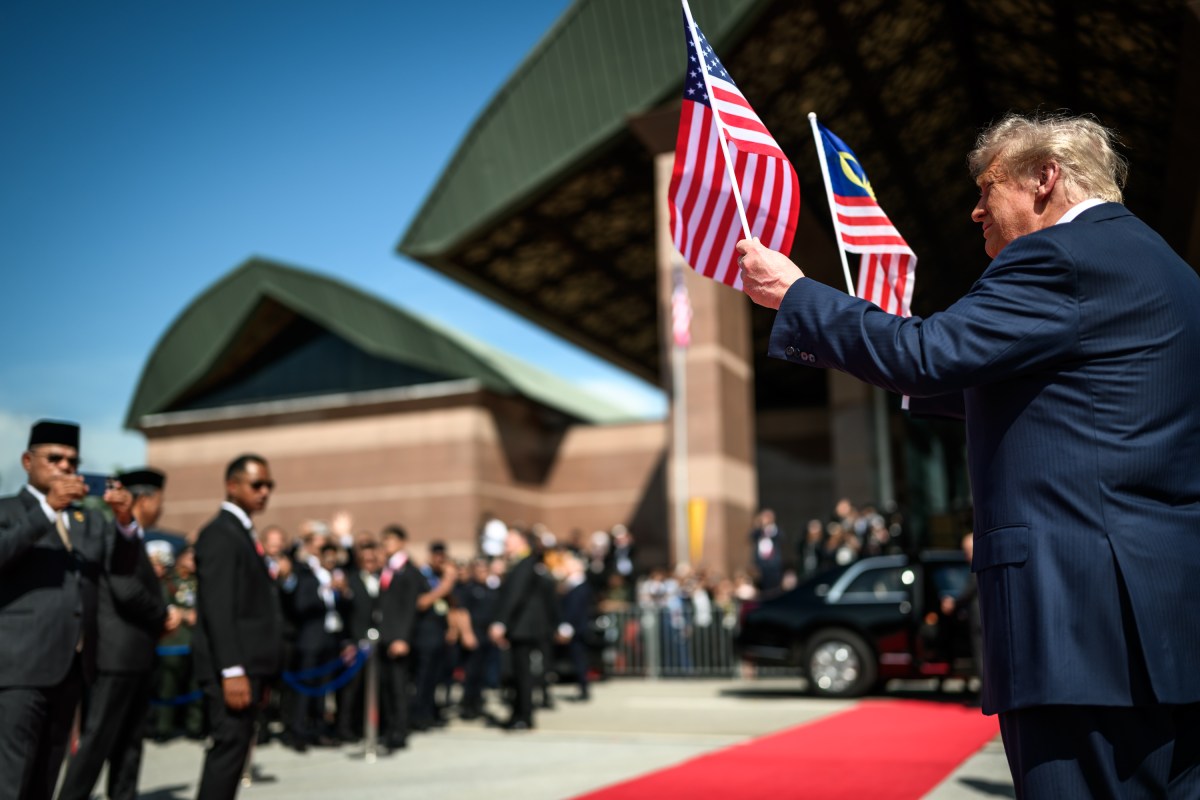 President Donald Trump participates in an arrival ceremony with Malaysian Prime Minister Anwar Ibrahim at Kuala Lumpur International Airport Sunday, October 25, 2025, in Kuala Lumpur, Malaysia. (Official White House Photo by Daniel Torok)